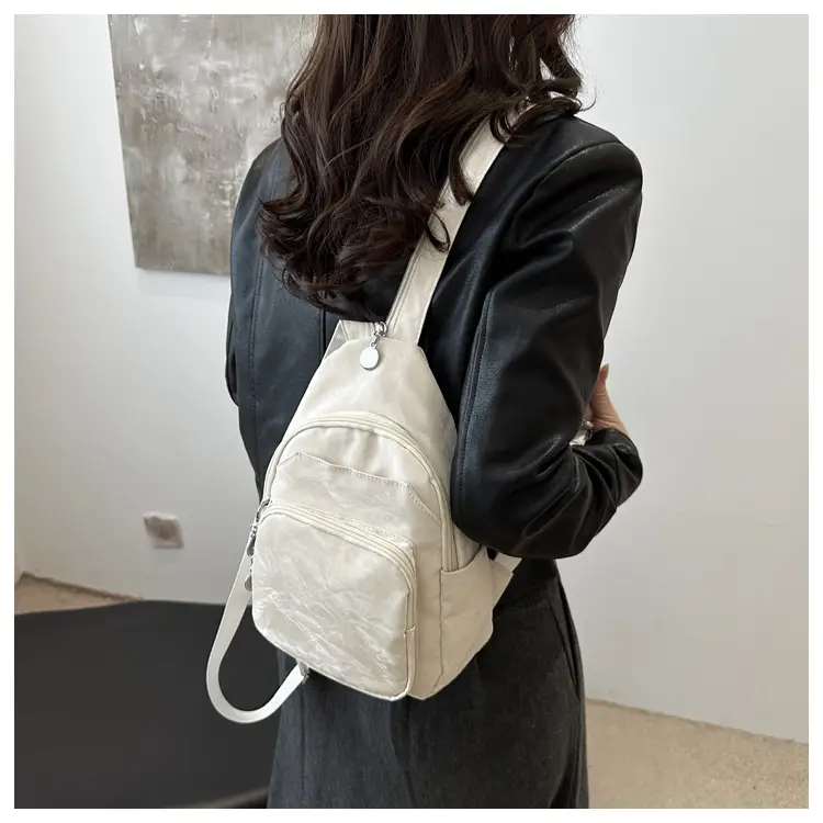 Women's Casual Crossbody Backpack 2024 Solid Color Large Capacity — feature 12