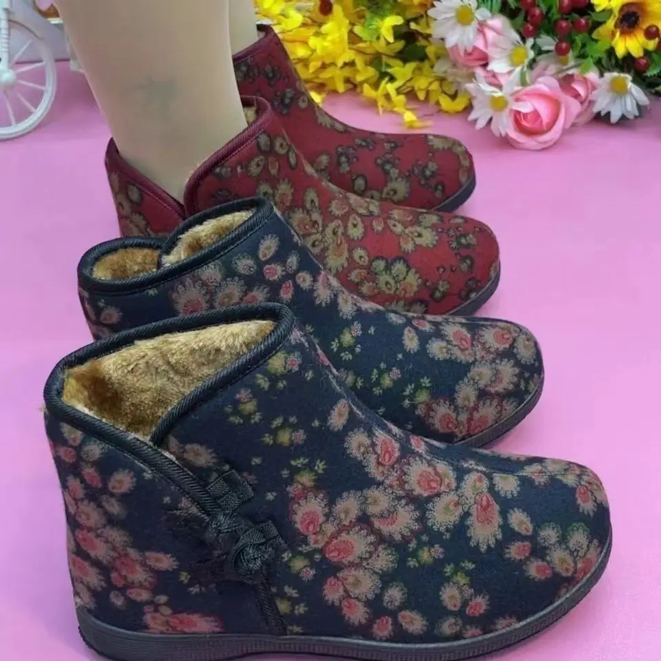 Old Beijing cotton shoes for the elderly warm thickened non-slip mother shoes women's winter cotton boots soft bottom comfortable cloth cotton shoes — feature 8