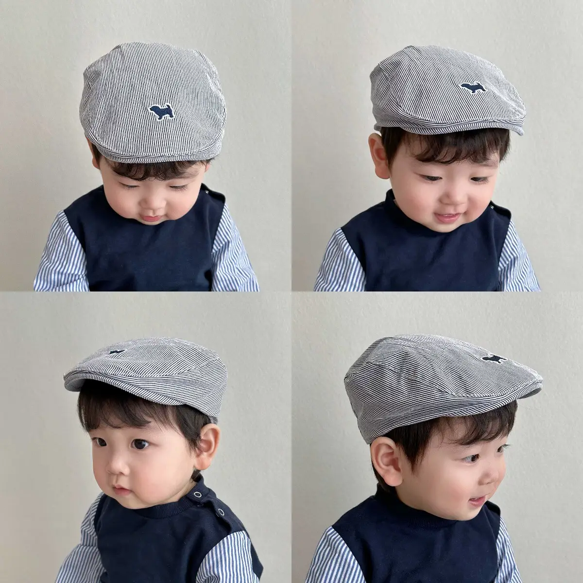 Baby Striped Hat Sunshade Cap Gray — feature 1