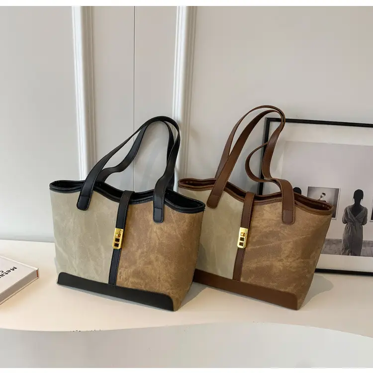 Women Contrast Color Bag Large Capacity Winter Commuter Tote — feature 1