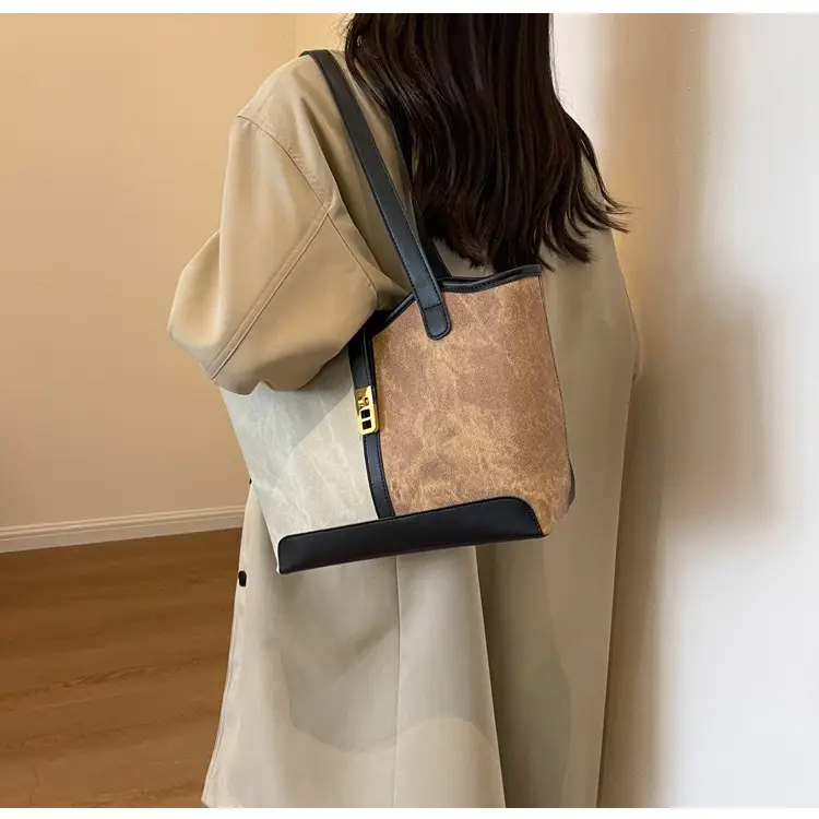 Women Contrast Color Bag Large Capacity Winter Commuter Tote — feature 12