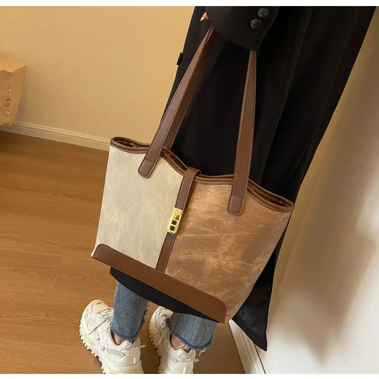 Women Contrast Color Bag Large Capacity Winter Commuter Tote — feature 14