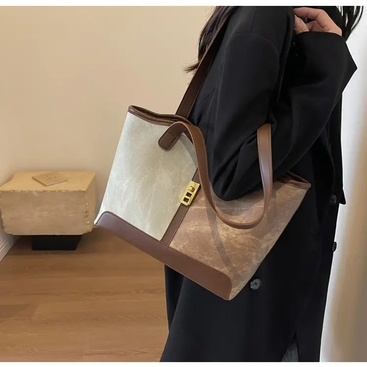 Women Contrast Color Bag Large Capacity Winter Commuter Tote — feature 15
