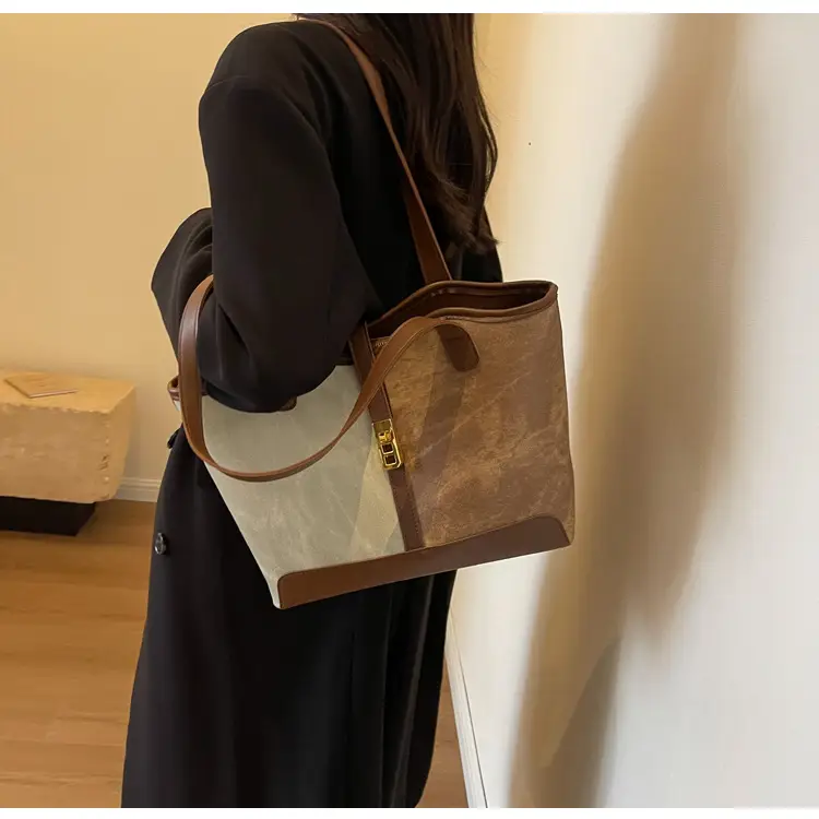 Women Contrast Color Bag Large Capacity Winter Commuter Tote — feature 18