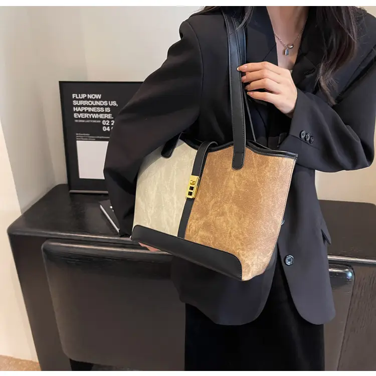 Women Contrast Color Bag Large Capacity Winter Commuter Tote — feature 20