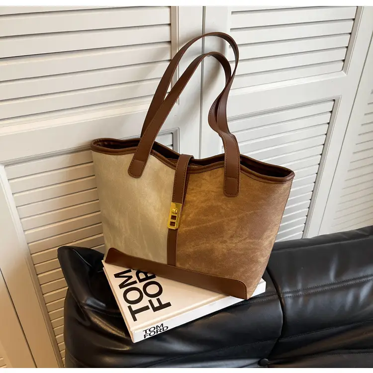 Women Contrast Color Bag Large Capacity Winter Commuter Tote — feature 30