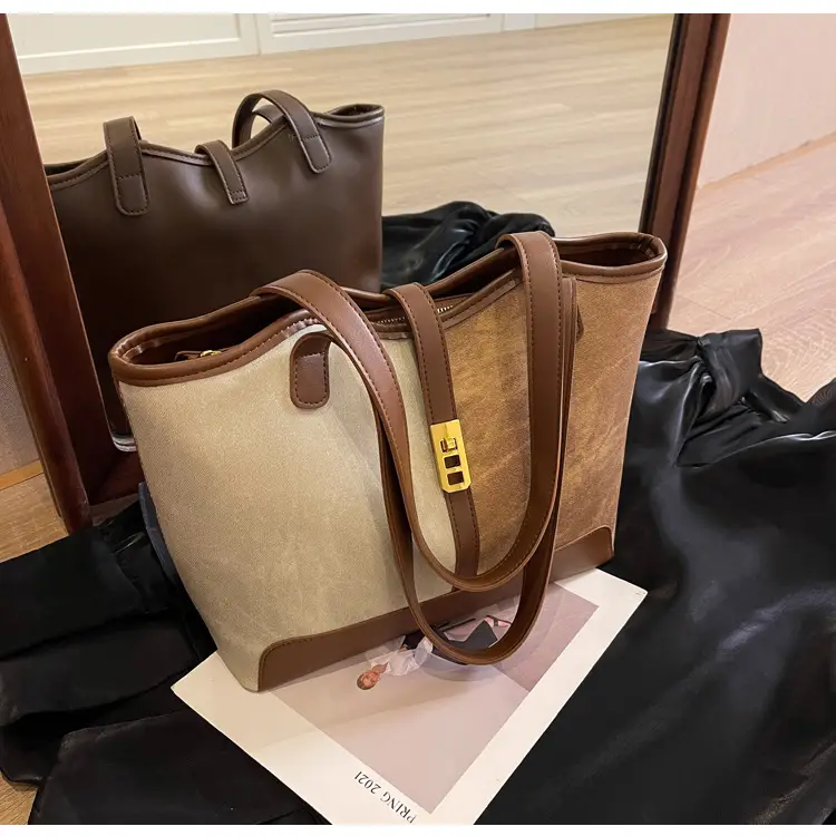 Women Contrast Color Bag Large Capacity Winter Commuter Tote — feature 33