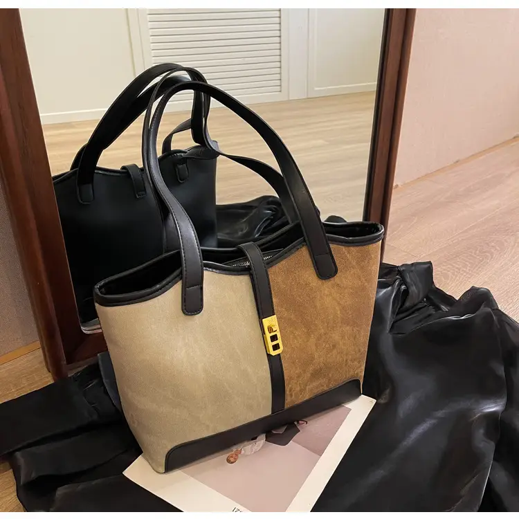 Women Contrast Color Bag Large Capacity Winter Commuter Tote — feature 35