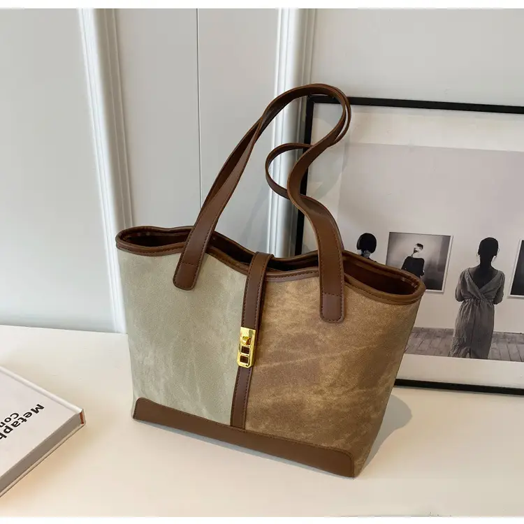 Women Contrast Color Bag Large Capacity Winter Commuter Tote — feature 36