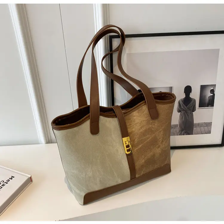 Women Contrast Color Bag Large Capacity Winter Commuter Tote — feature 37