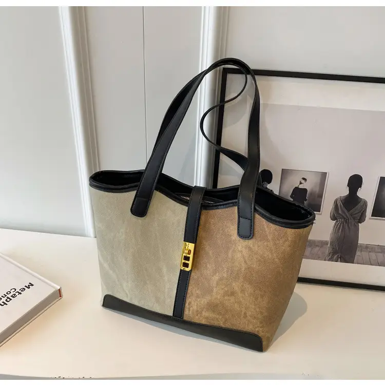 Women Contrast Color Bag Large Capacity Winter Commuter Tote — feature 38
