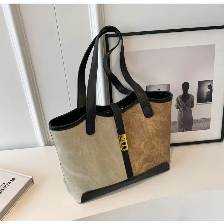Women Contrast Color Bag Large Capacity Winter Commuter Tote — feature 39