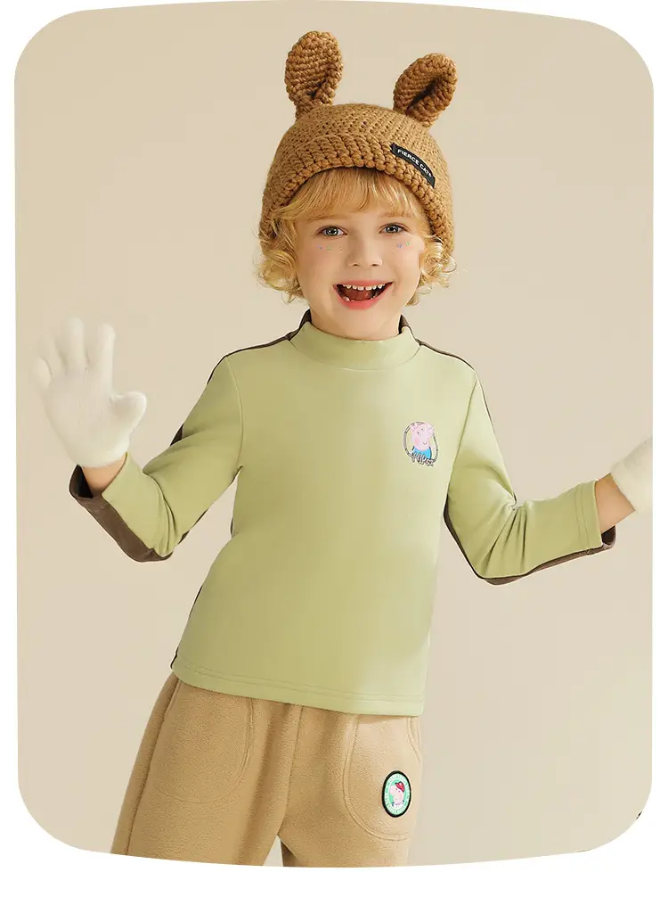 Girls & Boys Winter Purple T-Shirt Set Long Sleeve High Collar — feature 16