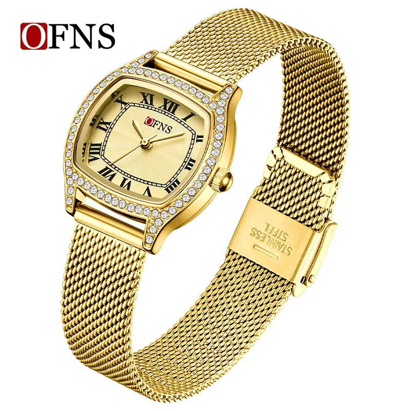 Women's Green Crocodile Leather Watch with Diamond Face - Image 2