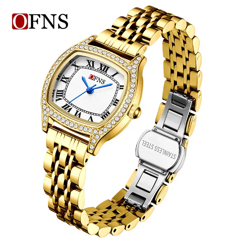 Women's Green Crocodile Leather Watch with Diamond Face - Image 6