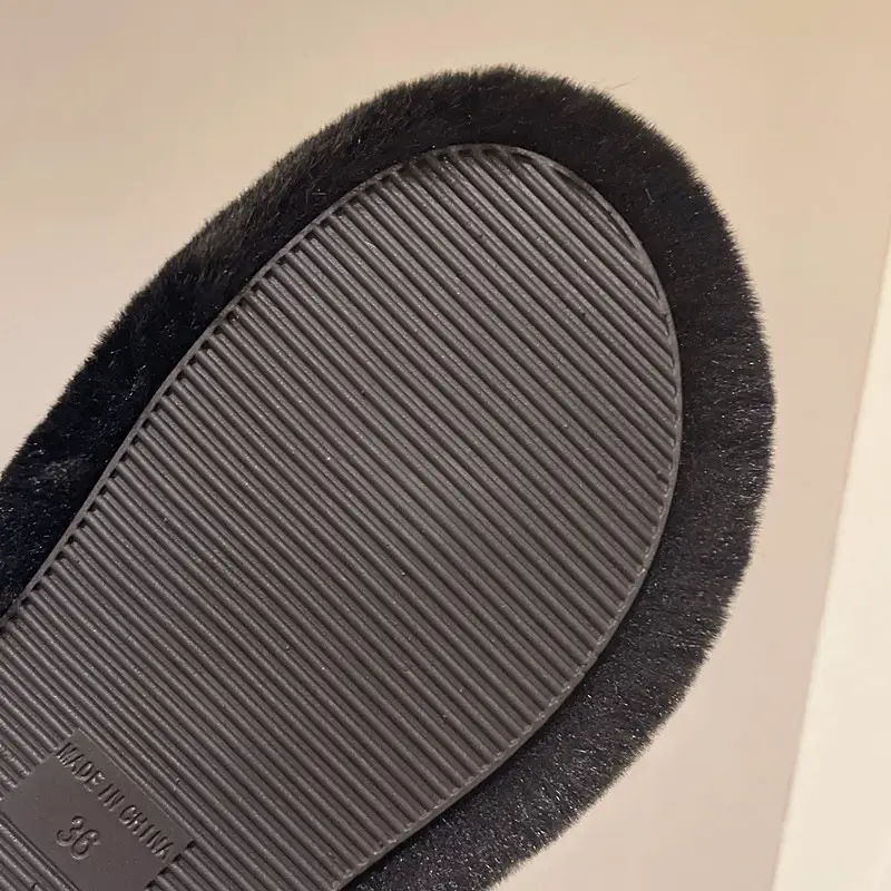 Wear Thick-Soled Real Fur Slippers for Women 2024 Summer and Autumn New Style Indoor Home Air-Conditioned Room Lazy One-Word Cotton Slippers — feature 24
