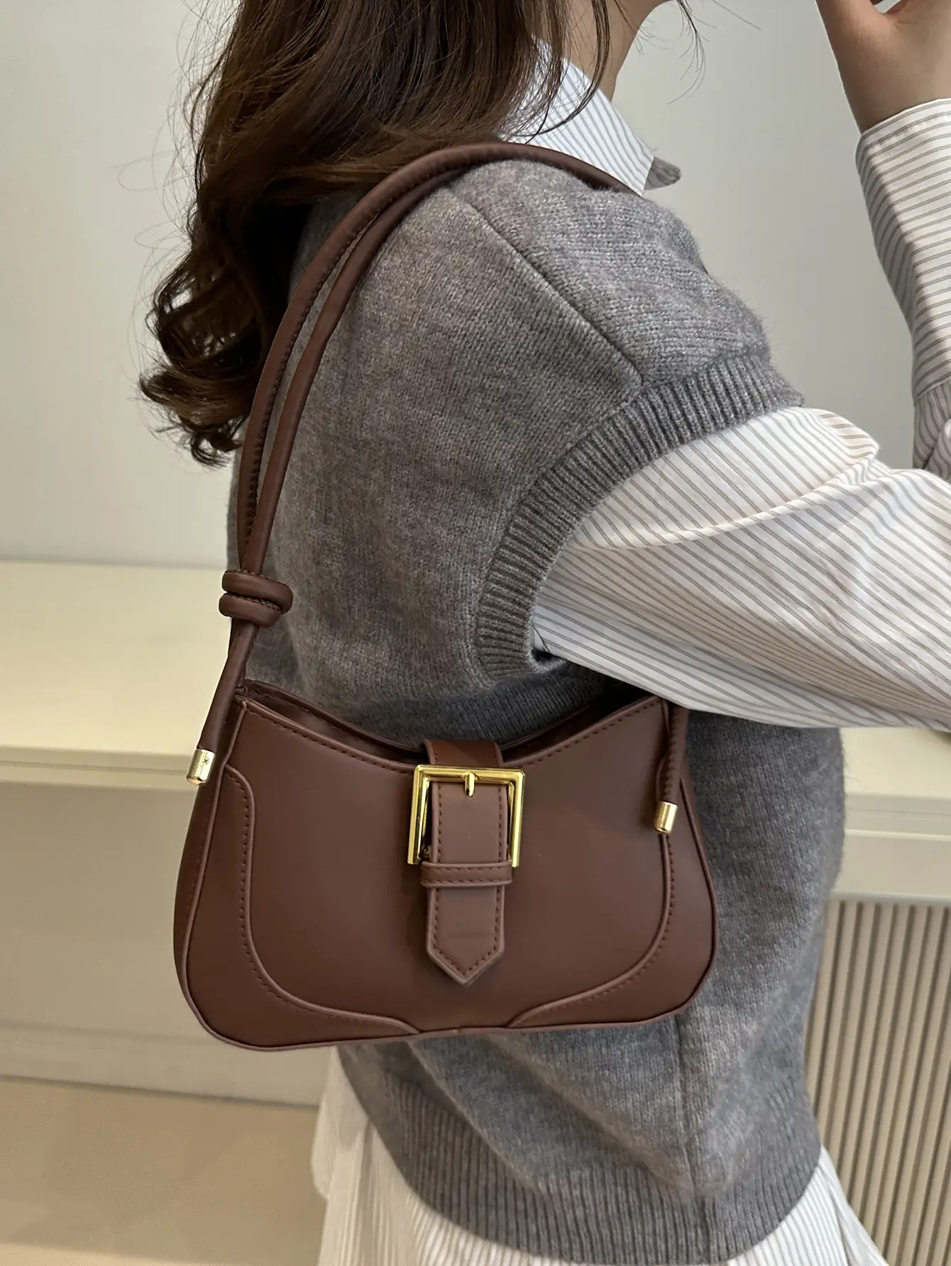 Vintage Brown Shoulder Crossbody Bag for Women