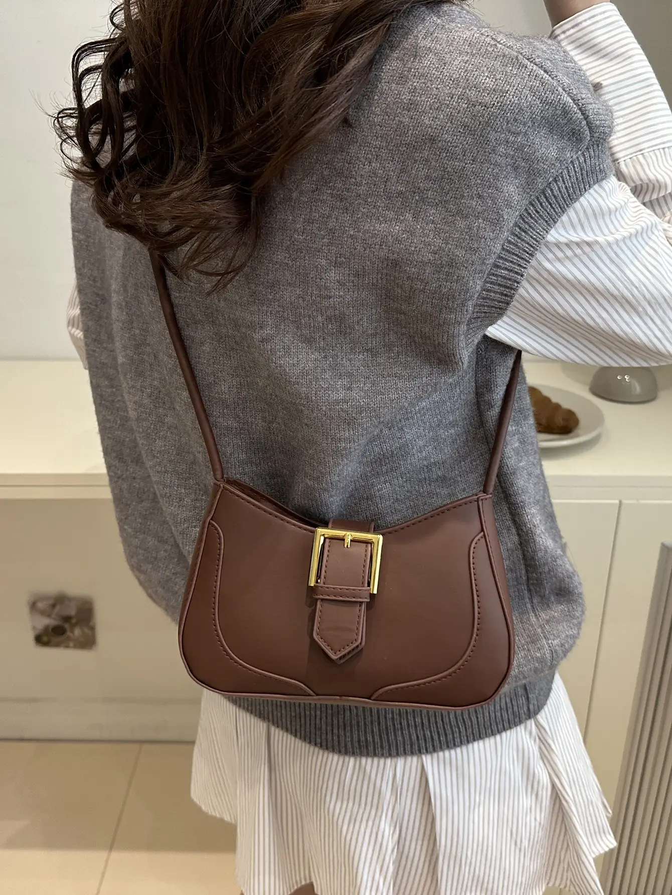 Vintage Brown Shoulder Crossbody Bag for Women
