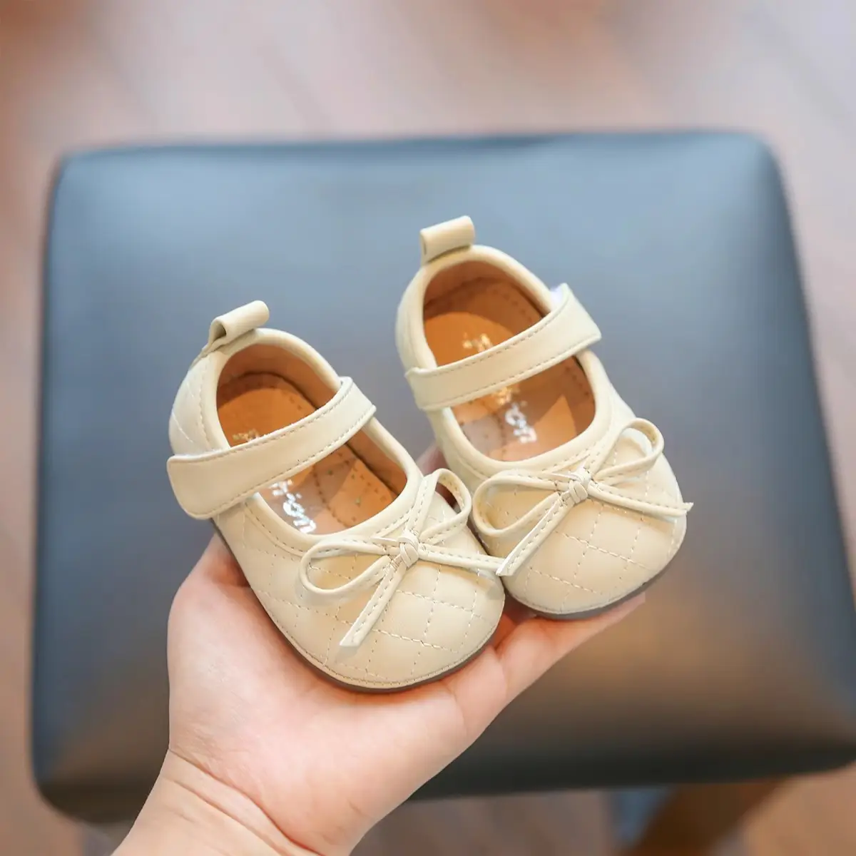 Baby Princess Shoes Cream Soft Leather 1-3Yrs