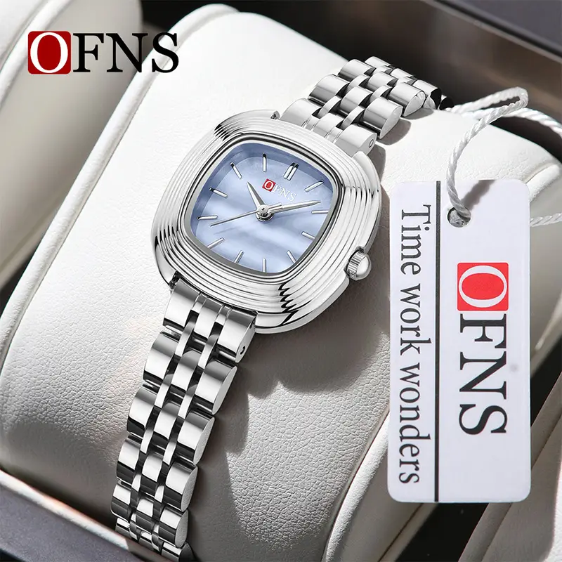 Women's Quartz Watch with Black Belt Strap and Steel Case