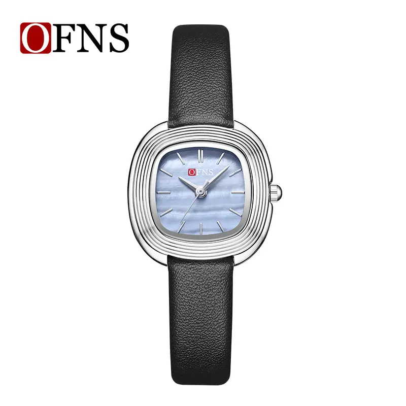 Women's Quartz Watch with Black Belt Strap and Steel Case