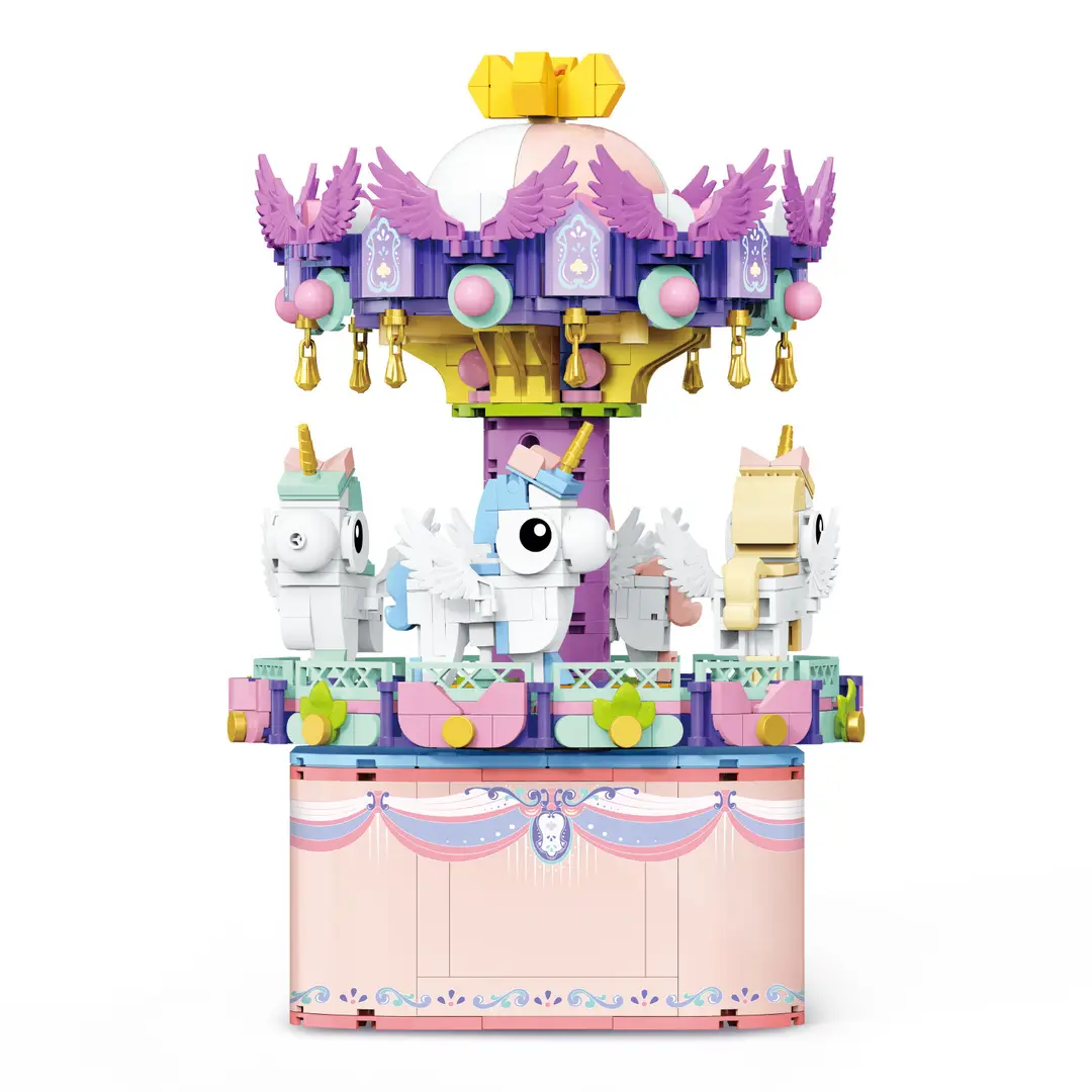 Compatible with Lego Eight Music Box Building Blocks Carousel Ferris Wheel Assembled Small Particles Girls Gift Cross-border Wholesale