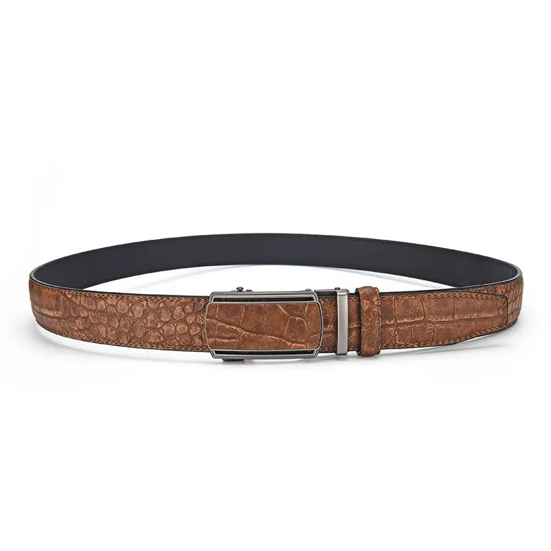 Men's Brown Croc Belt with Automatic Buckle - Image 5