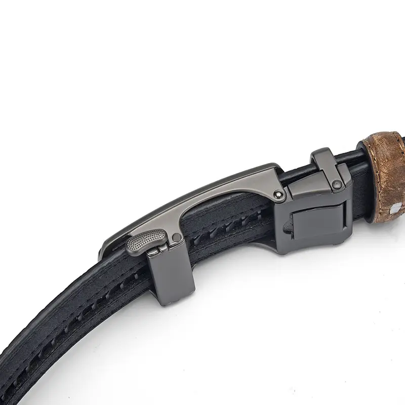 Men's Brown Croc Belt with Automatic Buckle - Image 6