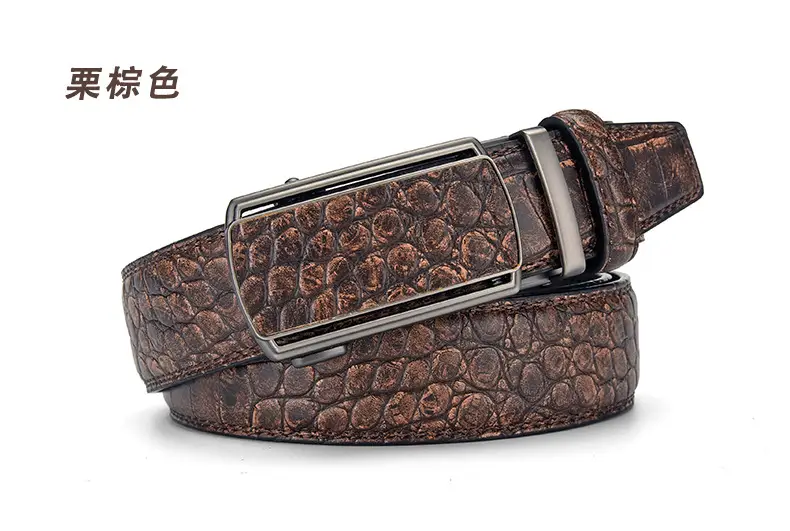 Men's Brown Croc Belt with Automatic Buckle — feature 2