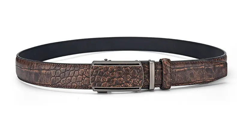 Men's Brown Croc Belt with Automatic Buckle — feature 3