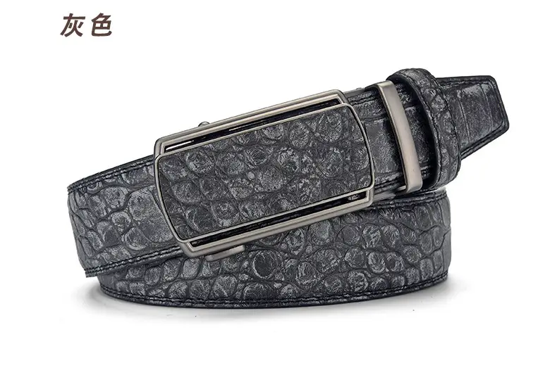 Men's Brown Croc Belt with Automatic Buckle — feature 4
