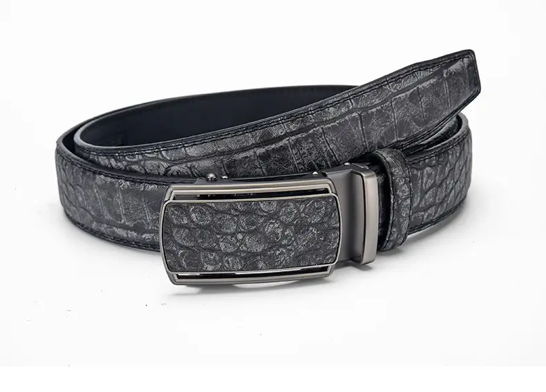 Men's Brown Croc Belt with Automatic Buckle — feature 5