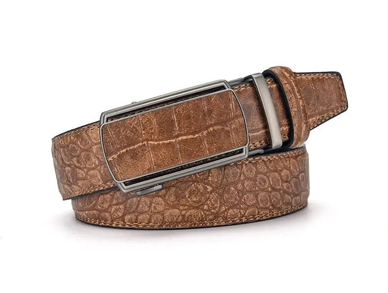 Men's Brown Croc Belt with Automatic Buckle — feature 6