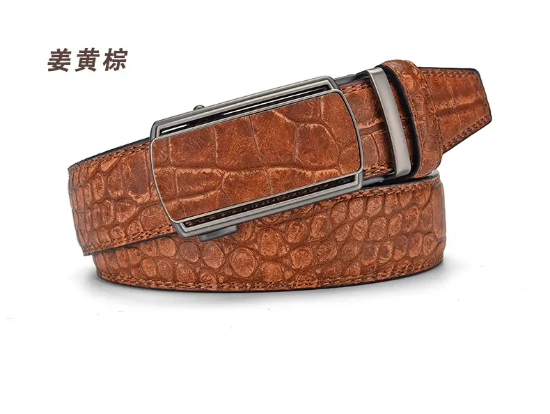 Men's Brown Croc Belt with Automatic Buckle — feature 8