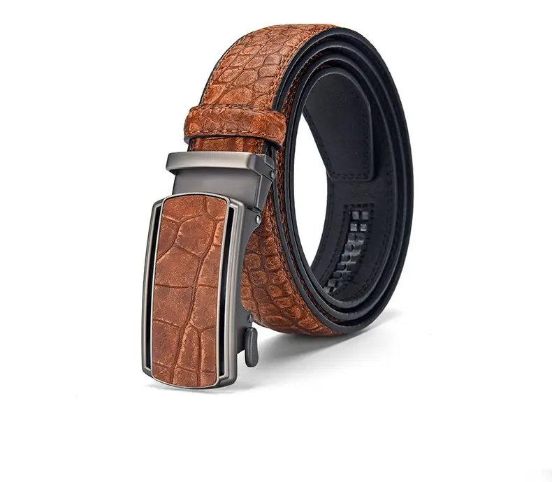 Men's Brown Croc Belt with Automatic Buckle — feature 9