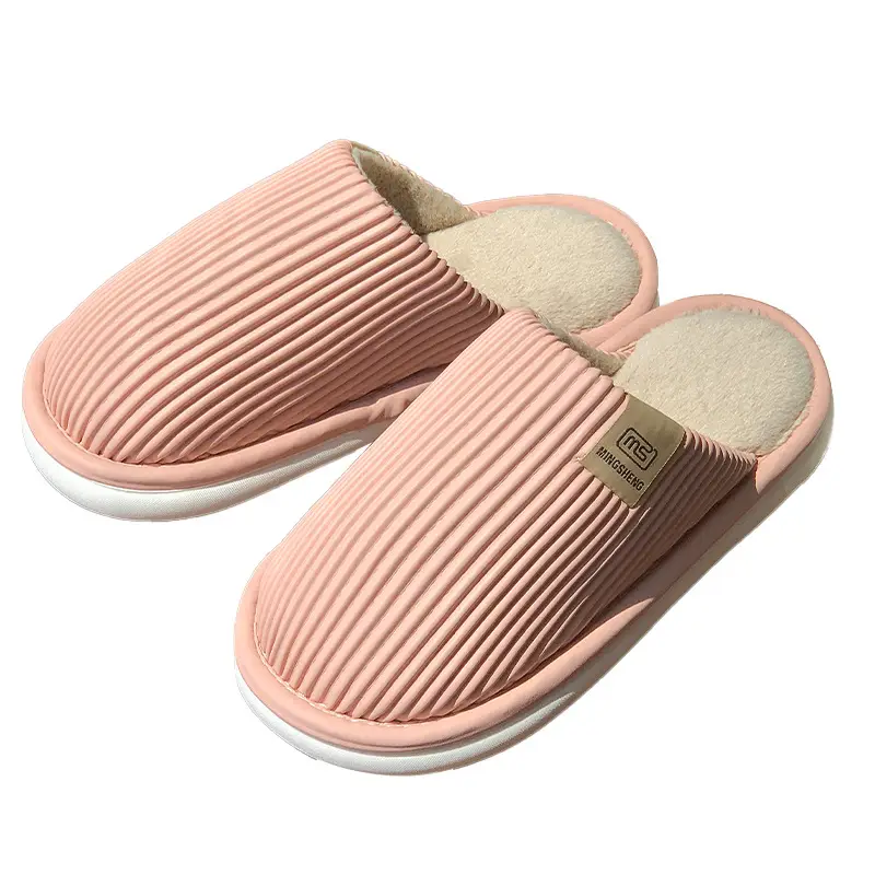 Men's Waterproof Floor Slippers Beige Cotton Autumn Winter