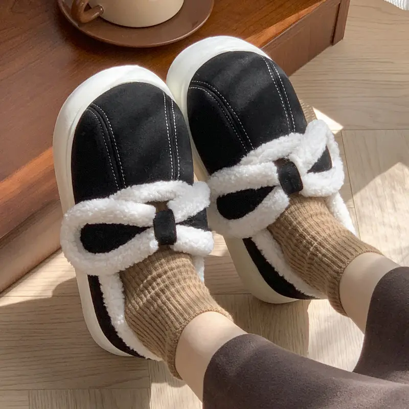 High-value lamb wool cotton slippers women's winter 2024 new outdoor fleece-lined warm household indoor bag with cotton shoes - Image 7