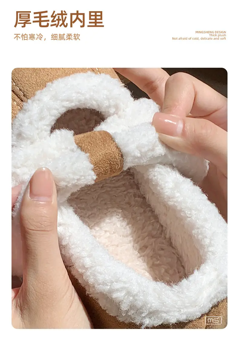 High-value lamb wool cotton slippers women's winter 2024 new outdoor fleece-lined warm household indoor bag with cotton shoes — feature 12