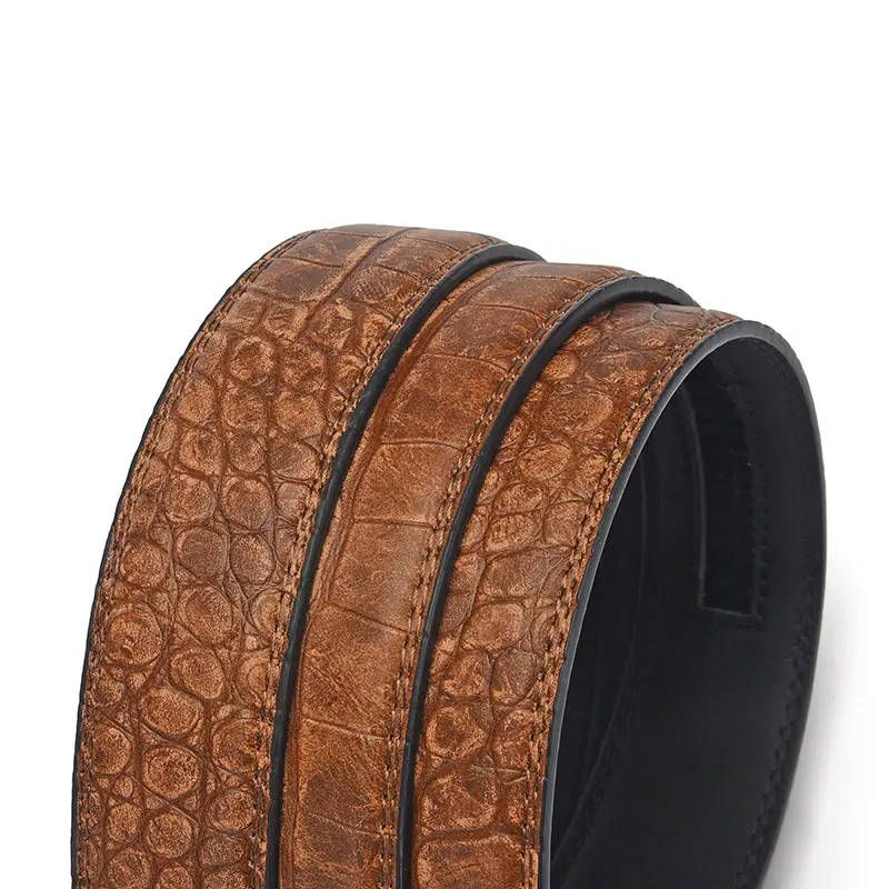 Men's Brown Croc Leather Belt with Silver Buckle - Image 6