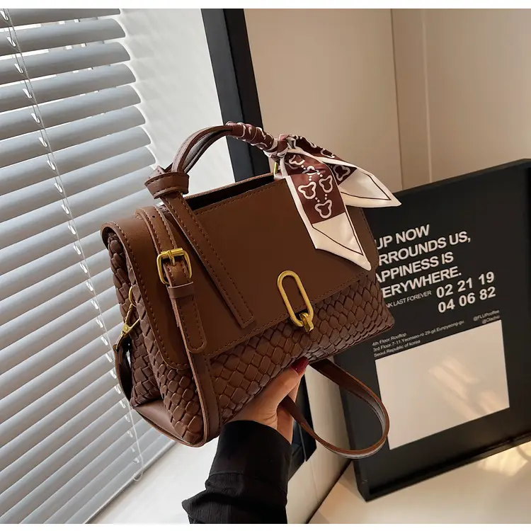 Women's Brown Croc Textured Shoulder Messenger Bag — feature 13