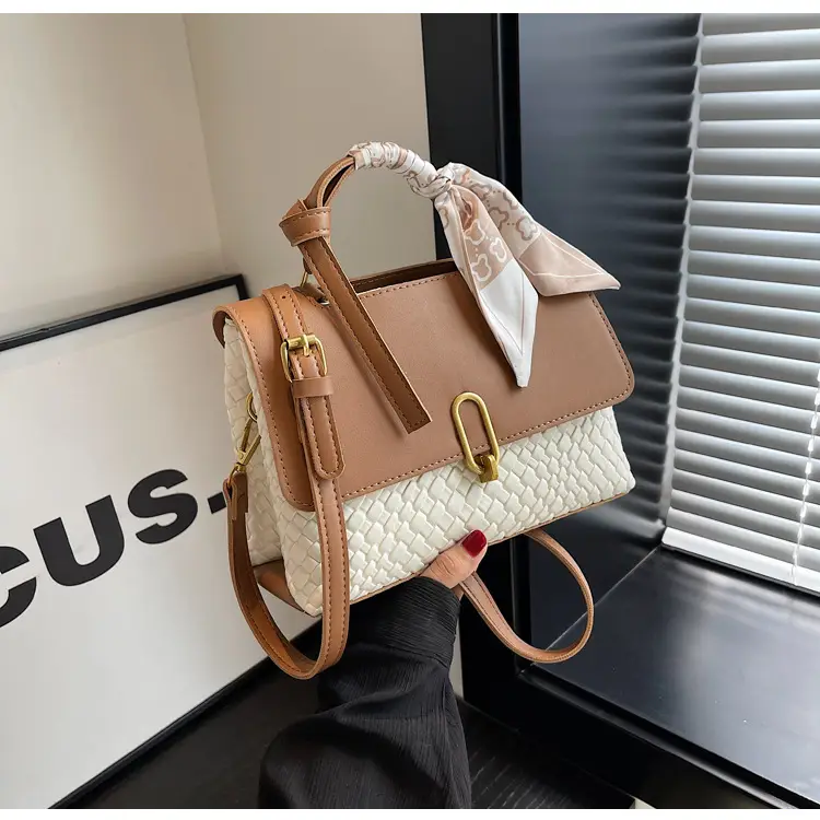 Women's Brown Croc Textured Shoulder Messenger Bag — feature 17