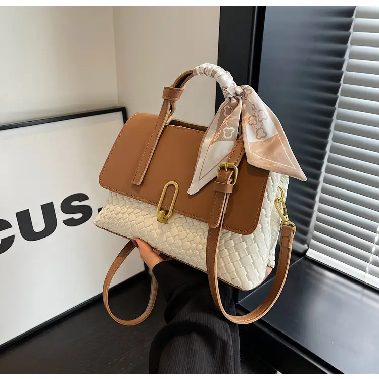 Women's Brown Croc Textured Shoulder Messenger Bag — feature 18
