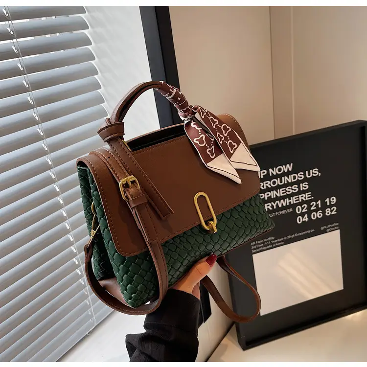 Women's Brown Croc Textured Shoulder Messenger Bag — feature 20