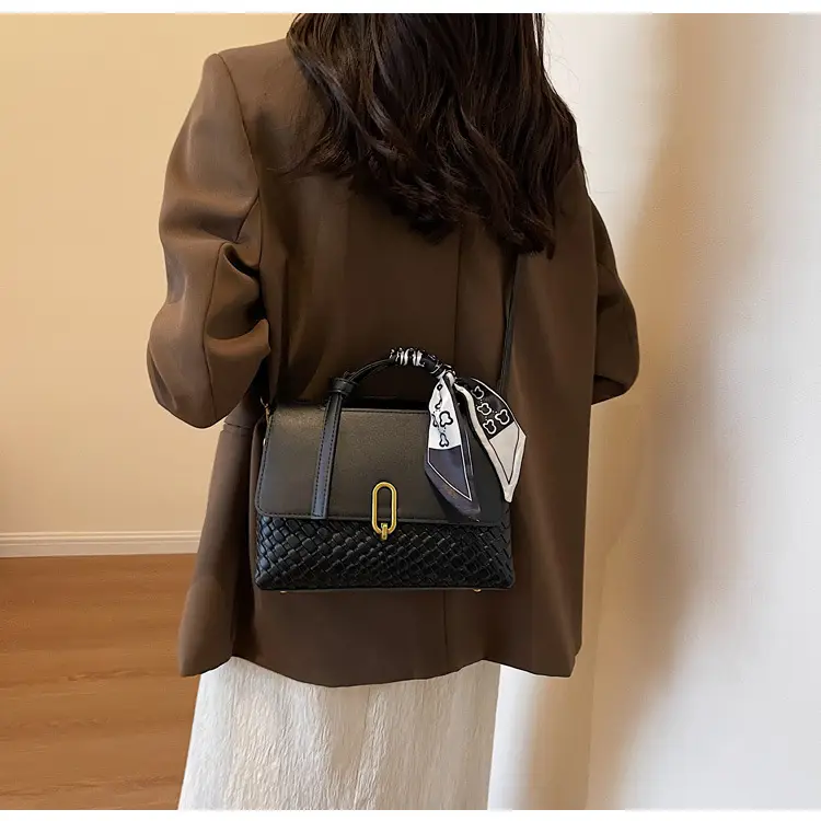 Women's Brown Croc Textured Shoulder Messenger Bag — feature 23