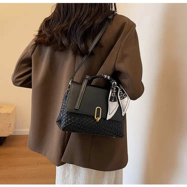 Women's Brown Croc Textured Shoulder Messenger Bag — feature 24