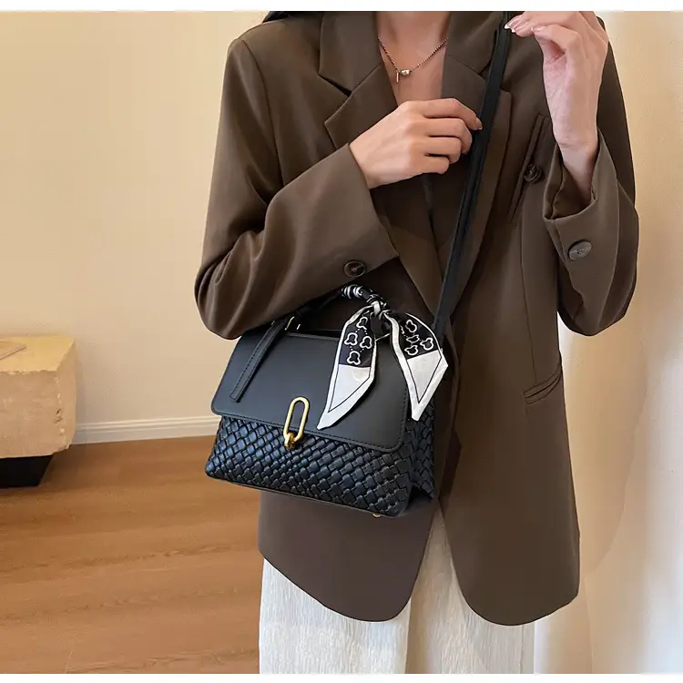 Women's Brown Croc Textured Shoulder Messenger Bag — feature 25