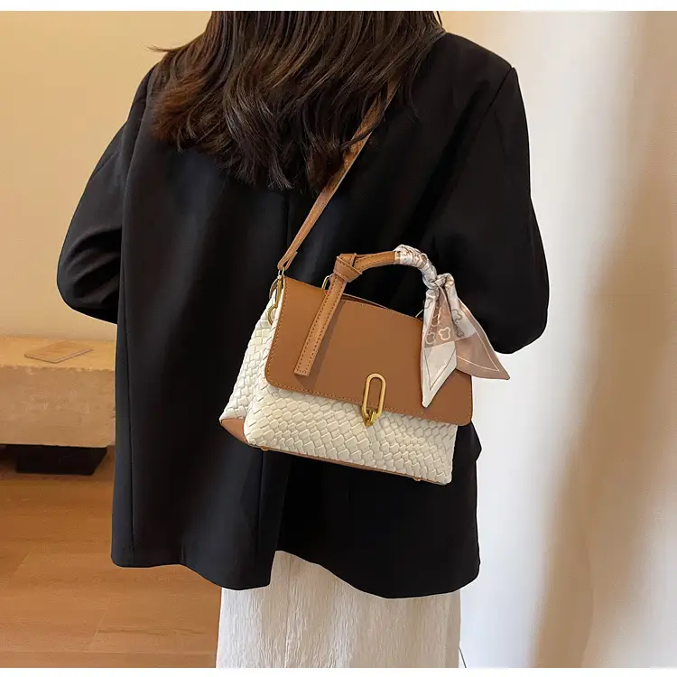 Women's Brown Croc Textured Shoulder Messenger Bag — feature 26