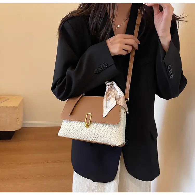 Women's Brown Croc Textured Shoulder Messenger Bag — feature 27