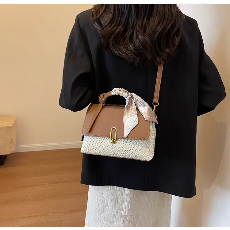 Women's Brown Croc Textured Shoulder Messenger Bag — feature 28