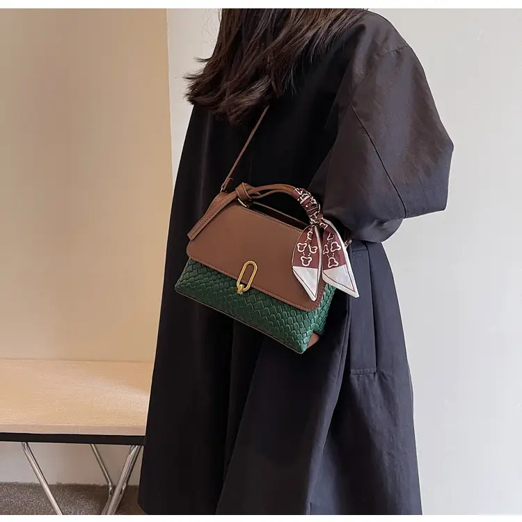 Women's Brown Croc Textured Shoulder Messenger Bag — feature 29